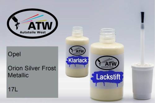 Opel, Orion Silver Frost Metallic, 17L: 20ml Lackstift + 20ml Klarlack - Set, von ATW Autoteile West.